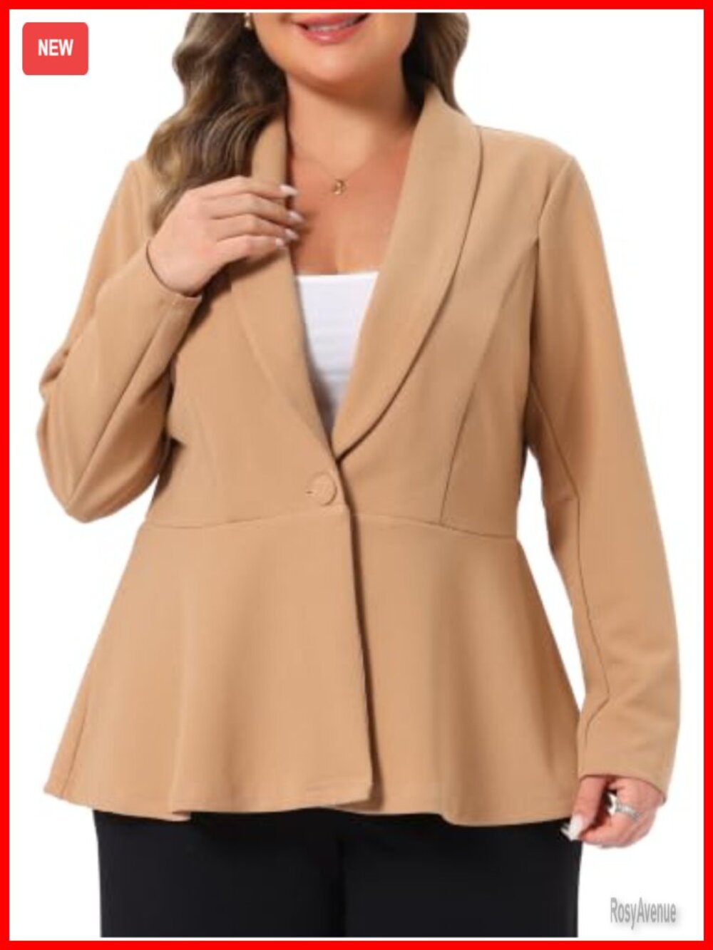 Plus Size Peplum Blazer Women Shawl Collar Business Casual Button Up